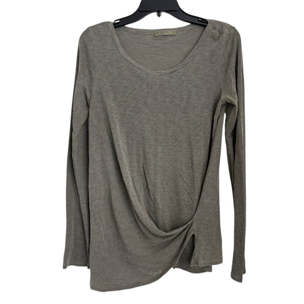 Stateside Anthropology Womens Twisted Long Sleeve Tee Olive Size Medium